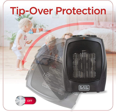 BLACK+DECKER Portable Space Heater, 1500W Room Space Heater with Carry Handle for Easy Transport