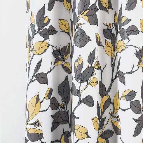 DriftAway Ryan Sketch Flower Floral Branch Leaves Lined Thermal Insulated Window Curtain Valance Rod Pocket 52 Inch by 18 Inch Plus 2 Inch Header Yellow Gray 1 Pack
