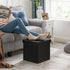 SONGMICS ULSF101 Storage Ottoman Cube/Footrest Stool/Coffee Table/Puppy Step, Holds Up to 660 lb., Faux Leather, 15", Black