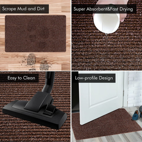 MBIGM Non-Slip Durable Indoor Doormats, Anti-Slip Super Absorbent Floor Door Mat for Dirt,Water,Sand & Snow,Low Profile Mats for Main Entry,Back Entrance,Bedroom, Kitchen & Office Use-Brown(36"x24")