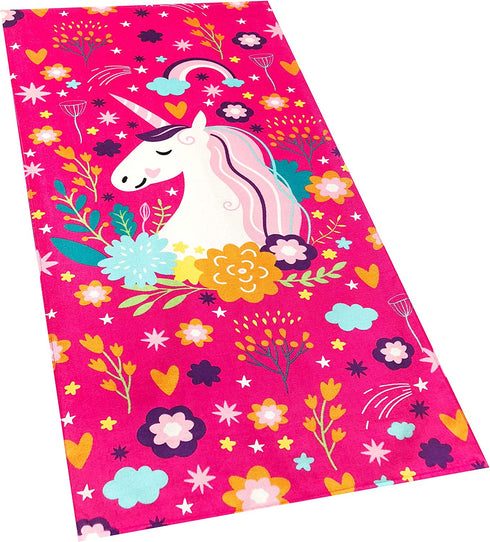 Love Unicorn Beach Towel Pink Fantasy Rainbow 30 x 60 inches 100%Cotton Velour (30" x 60", Pink)