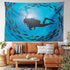 Ambesonne Under the Sea Tapestry, Diver Surrounded with Jamb of Fishes Scuba Snorkel Aqualung Water Sports, Wide Wall Hanging for Bedroom Living Room Dorm, 60" X 40", Dark Blue Aqua