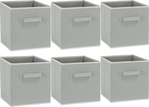 6 Pack - SimpleHouseware Foldable Cube Storage Bin, Grey