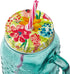 The Pioneer Women Sunny Days Teal Drinking Glass with Straw and Lid Mason jar