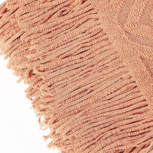 BRSnugU Throw Blanket for Couch,Warm & Cozy Fluffy Acrylic Knitted Bed Throws with Tassels for Sofa,Decor,Travel,All Seasons Suitable for Adults and Kids,50"x60",Coral