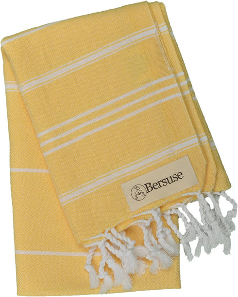 Bersuse 100% Cotton Anatolia Turkish Hand Towel - 23x43 Inches, Yellow