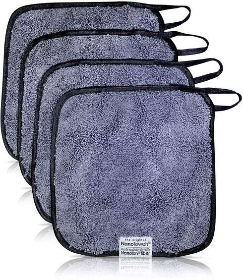 Nano Towels - Amazing Eco Fabric That Cleans Virtually Any Surface With Only Water. No More Paper Towels Or Toxic Chemicals. 4-Pack (8x8, Grey)