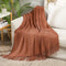 MIULEE Throw Blanket for Couch Textured Knitted Blanket with Tassels Cozy Woven Boho Bed Blanket for Sofa Bed Chair Wave Pattern 50"x60", Orange Yellow