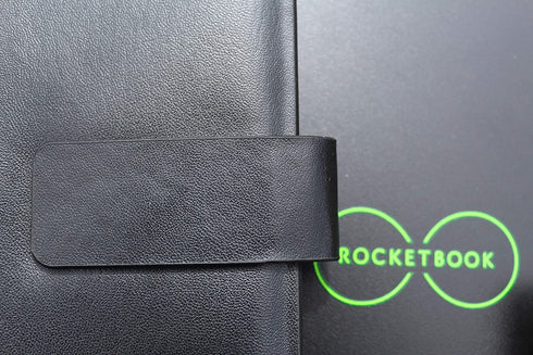 Thegreen Hard leather Cover For The Rocketbook Everlast Executive Size,black/dark brown, Leather Fabric, Pen Loop Holder/Phone Pocket/ fits A5,Magnet Strap 15,5x23cm, 6,1''x 9'' (black