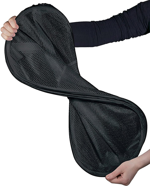 Three Compartment Popup Hamper - Durable Mesh Material, Folds for Storage, Handles to Carry Easily to The Laundry Room. Folding Pop-Up Laundry Hampers are Great for College Dorm or Travel. (Black)
