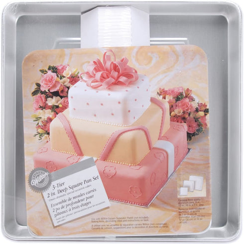 Wilton Performance Pans Square Cake Pans Set, 3 Piece - 8, 12 and 16-Inch Cake Pans