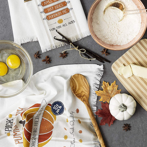 DII Fall Basics Collection Printed Dishtowel Set, 18x28, Pumpkin Farm 2 Piece