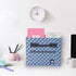 Stola Fabric File Bin, File Organizer, Home Office File Box, Decorative Water Resistant Document Holder With Front Pocket and Handles, Blue and Gray Hummingbird Houndstooth