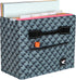 Stola Fabric File Bin, File Organizer, Home Office File Box, Decorative Water Resistant Document Holder With Front Pocket and Handles, Blue and Gray Hummingbird Houndstooth