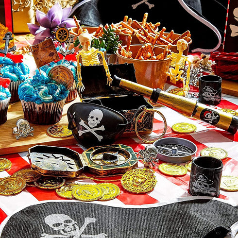 Pirate Party Favors - 100-Piece Toys & Accessories Set with Hats and Eye Patches for Kids Birthday Supplies Decorations