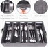 Flatware Storage Case, Silverware Storage Box Chest with Adjustable Dividers, Fabric Container Holder for Organizing Utensils, Cutlery, Flatware, Knives, Large Capacity Gray