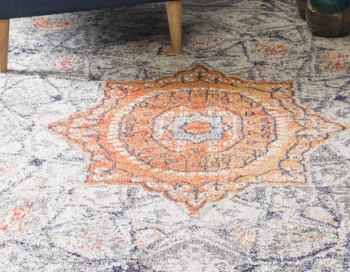 Unique Loom Vita Collection Modern Over-Dyed Center Medallion Vintage Area Rug, 2 ft (2 in) x 3 ft, Gray/Ivory