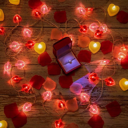 Valentine's Day Heart String Lights, 11ft 8Modes 30LED Red and Pink String Light Battery Operated with Remote, Timing Function Valentines Decoration Light String for Bedroom Wedding Anniversary Party
