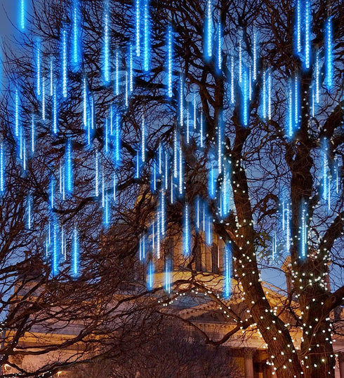 Joiedomi Christmas Meteor Shower Lights Falling Rain Drop Icicle String Lights 540 LEDs 10 Tube 50cm for Christmas Holiday Party Home Patio Outdoor Decoration (Blue)