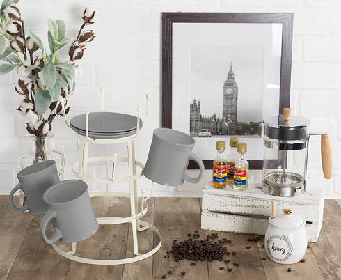DII Metal Kitchen Storage Collection 3-Tier Mug Tree Stand, 9.5x12.75", Antique White