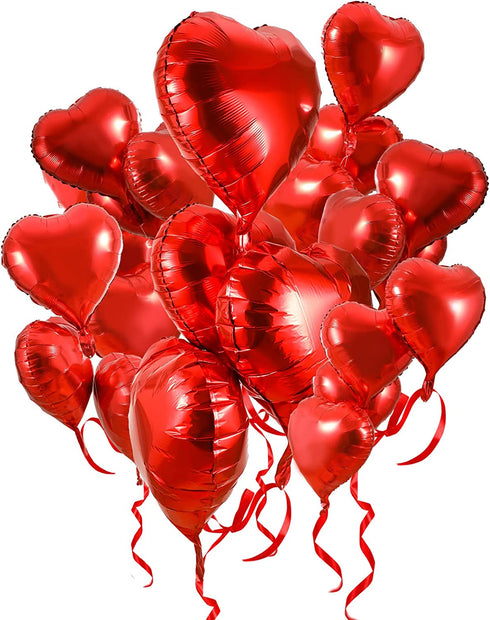 30 pcs Red Heart Balloons 18" Heart Love Foil Balloon , Helium Support Valentines Day Wedding Bridal Engagement Party Anniversary Decorations (30 pcs 18")