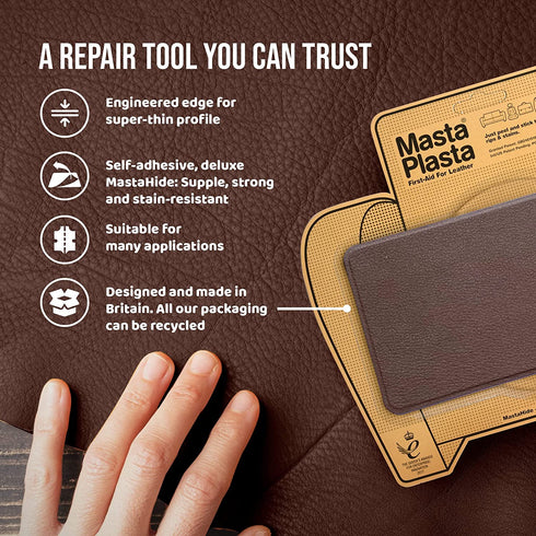 Gray Instant MastaPlasta Leather Repair Patch, Self-Adhesive Premium Leather Repair Patch for Upholstery, Sofa, Car Seat, Bags. Pressed Edge for neatest Finish. 8 x 4 in (20 x 10 cm)