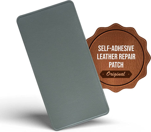 Gray Instant MastaPlasta Leather Repair Patch, Self-Adhesive Premium Leather Repair Patch for Upholstery, Sofa, Car Seat, Bags. Pressed Edge for neatest Finish. 8 x 4 in (20 x 10 cm)