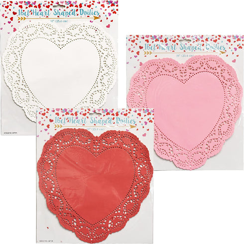 96 Count Heart Doilies 10" Red Pink and White Paper Lace Doilies for Valentine Day Decorations Crafts for Valentine's Day