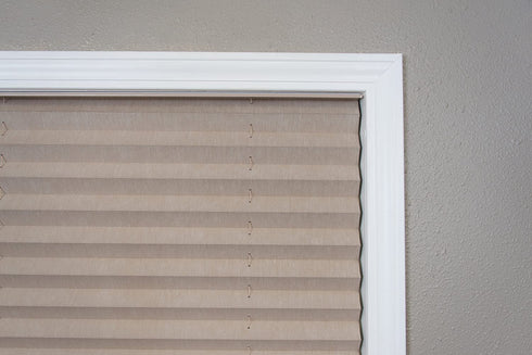 Easy Lift Trim-at-Home Cordless Pleated Light Blocking Fabric Shade Natural, 30 in x 64 in, (Fits windows 19"- 30")