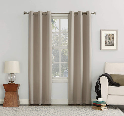 Sun Zero Easton Blackout Energy Efficient Grommet Curtain Panel, 40x84, Stone