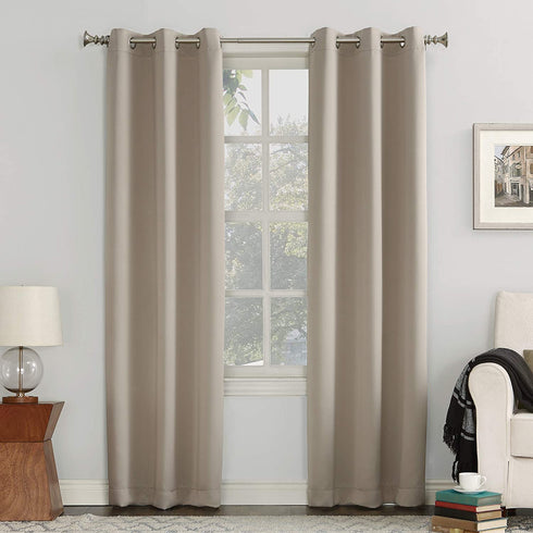 Sun Zero Easton Blackout Energy Efficient Grommet Curtain Panel, 40x84, Stone