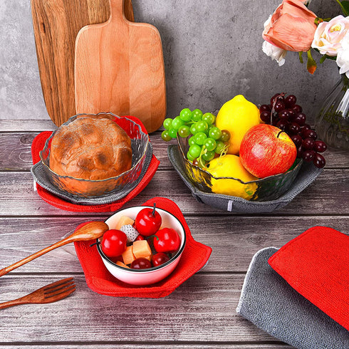 6 Pieces 3 Sizes Bowl Huggers Microwave Bowl Cozy for Adults and Children Hot Cool Cup Huggers Microwave Safe Holder Warm Heat Resistant Multipurpose Reversible Huggers