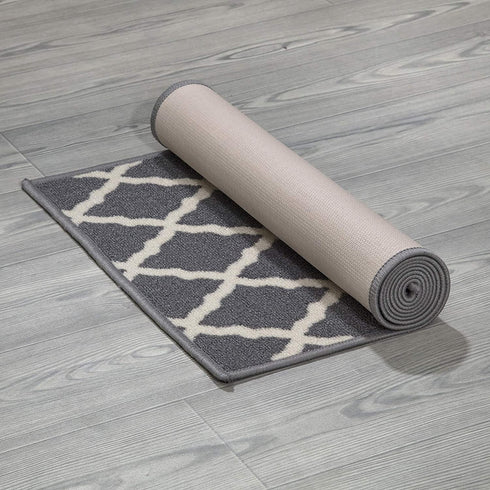 Ottomanson Glamour Collection Non-slip Trellis Design Runner Rug, 20" x 59", Gray