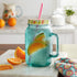 The Pioneer Women Sunny Days Teal Drinking Glass with Straw and Lid Mason jar