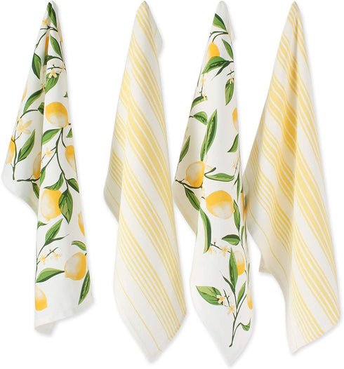 DII Lemon Bliss Kitchen Collection, Dishtowel Set, 4 Piece