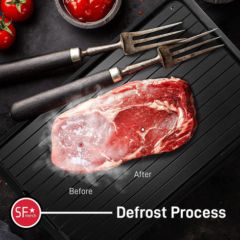 Aluminum Defrosting Drip Tray 14 x 8 In. with Net Cover and Apron, for Rapid Thawing of Frozen Meat - Premium Thawing Plate to Efficiently Defrost Frozen Food by SFmerch