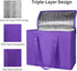 2-Pack Insulated Reusable Grocery Bag with Zippered Top, XL, Large, Frozen Foods Cold, Cooler Shopping Accessories, Insullated Bags, Purple