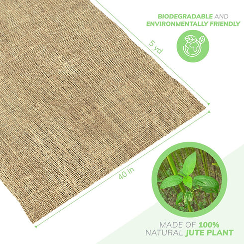 Natural Burlap Fabric, 40" x 15 Feet No-Fray Fall Table Runner w/Finished Edges - Jute Burlap Roll for Wedding Decor, Christmas Table Runner, Tree Wrap, Placemats, Art and Crafts, Rustic, Landscaping