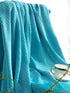 Sylanfia Blue Throw Blanket for Couch, Thin Woven Bed Throw with Pompom for Sofa, Knitted Throw Blanket for Home Decor, Suitable for All Season Rustic Blanket 50"x 60"