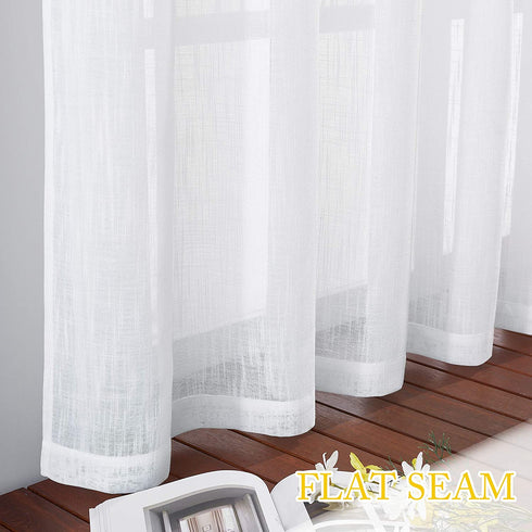 NICETOWN Linen-Like Patio Door Curtains - Extra Wide Grommet Top Semi Voile Drape Sheer Panels for Sliding Glass Door, White, W100 x L84, 1 Panel