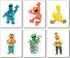 Sesame Street Watercolor Wall Art Prints - Set of 6 Photos Elmo Big Bird Cookie Monster Burt Ernie Oscar the Grouch
