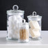 KMwares 3PCs Set Small Mini Clear Glass Premium Quality Apothecary Jars/Bathroom Storage with Lids/Vanity Organizer Canisters for Cotton Balls/Swabs, Makeup Sponges, Bath Salts, Q-Tips (Clear)