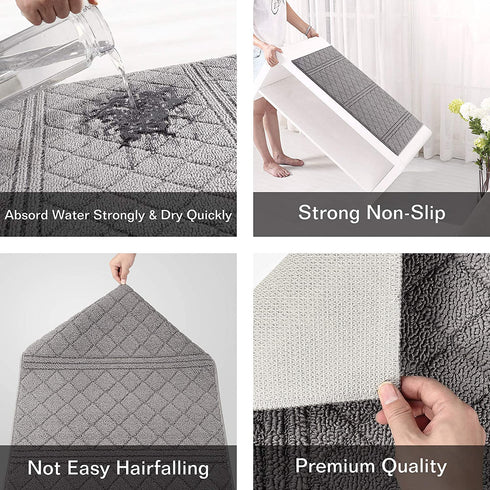 REFETONE Indoor Doormat, Front Back Door Rug Durable Rubber Backing Non Slip Door Mat Super Absorbent Resist Dirt Entrance Rug Inside Floor Mats Machine Washable Low-Profile - 24"x 36", Grey