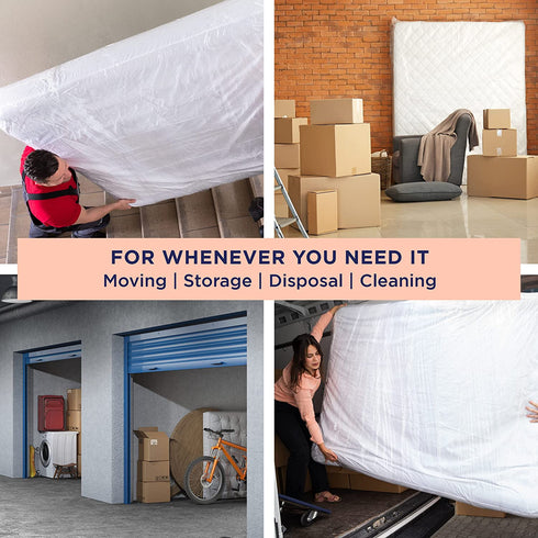 Ultrablock Mattress Bags for Moving or Storage 6 Mil Plastic Cover, Tear and Puncture Resistant, Non-Slip Grip, Extra Thick Twin Size Bag Moving Supplies