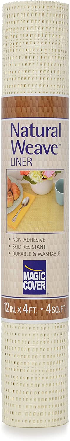 Magic Cover Weave Non-Adhesive Liner for Shelves, Drawers and Counter Tops, 12 inches by 4 feet, Lattice Natural