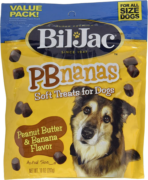 Bil-Jac PBnanas Soft Treats for Dogs - Puppy Training Treat Rewards, 10oz Resealable Double Zipper Pouch, Peanut Butter & Banana Flavor Chicken Liver Dog Treats