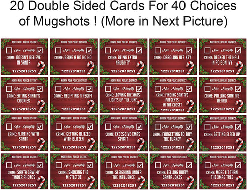 Christmas Photo Booth Prop Mugshot Signs! 20 Double sided cards for 40 fun options!