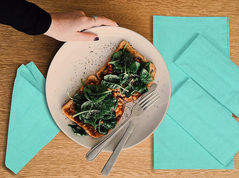 Everyday Cloth Napkin in 100% Cotton 18x18 Aqua,Wedding Napkins, Cocktails Napkins, Fabric Napkins, Cotton Napkins Mitered Corners & Generous Hem, Machine Washable Dinner Napkins, Set Of 12