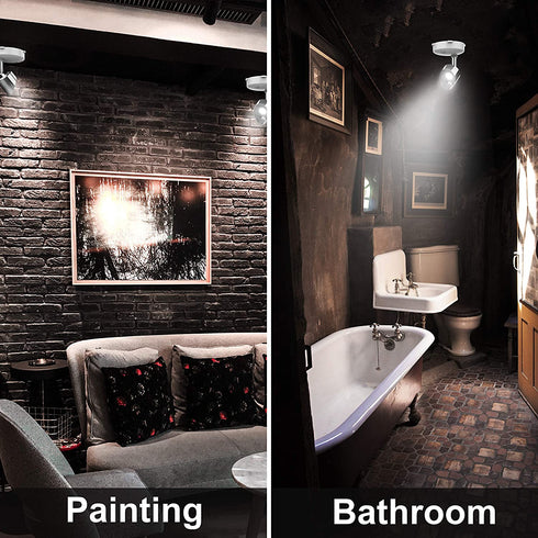 Wireless Spotlight, Battery Operated Accent Lights Art Lights for Paintings Mini Led Picture Light Puck Lights Wall Light, 4000k Light, 80 Lumens (Sliver)