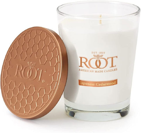 Root Candles Honeycomb Veriglass Scented Beeswax Blend Candle, Large, Japanese Cedarwood